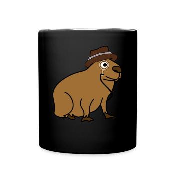Capybara with Cap Capybaras - Full Colour Mug - black - Front