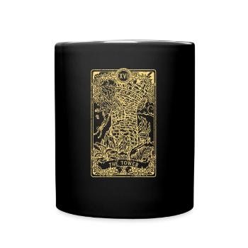 The Tower I Goth Tarot Card I Fortune Teller - Full Colour Mug - black - Front
