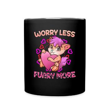 Worry less Furry more I Fursona Cosplay Fandom - Tasse einfarbig - Schwarz - Vorne