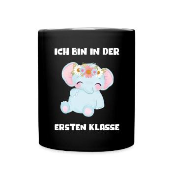 Mädchen Einschulung 2023 Schulbeginn Schulkind - Tasse einfarbig - Schwarz - Vorne