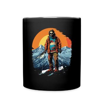 Winter Sports Mountains Snow Skiers Skis - Full Colour Mug - black - Front