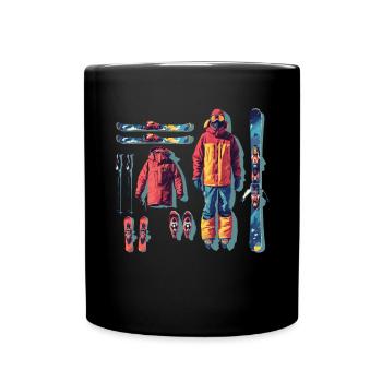 Sports d’hiver Montagne Ski de neige Skis - Mug uni - noir - Devant
