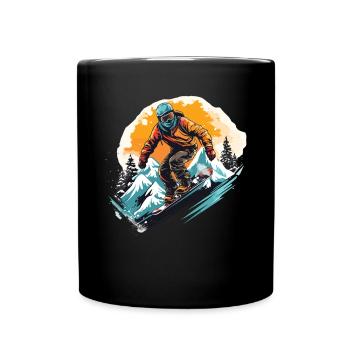 Winter Sports Mountains Snow Skiers Skis - Full Colour Mug - black - Front