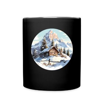 Sports d’hiver Montagne Cabane de neige ski - Mug uni - noir - Devant