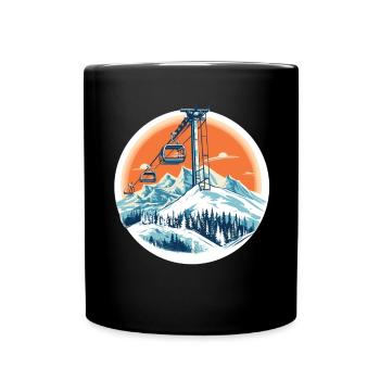 Winter Sports Mountains Snow Skiers Skis - Full Colour Mug - black - Front