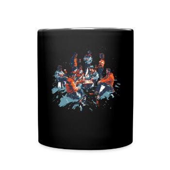 Winter hut party beer skiers skis - Full Colour Mug - black - Front
