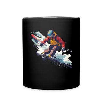 Winter Berge Schnee Freestyle Ski - Tasse einfarbig - Schwarz - Vorne