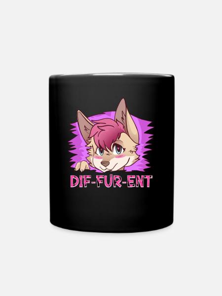 Dif-Fur-Ent I Furry Fandom I Furries Cosplay - Full Colour Mug - black