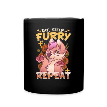 Eat Sleep Furry Repeat I Furries Fandom Cosplay - Tasse einfarbig - Schwarz - Vorne