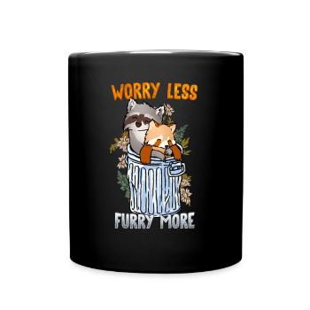 Worry less Furry more I Fursona Cosplay Fandom - Full Colour Mug - black - Front