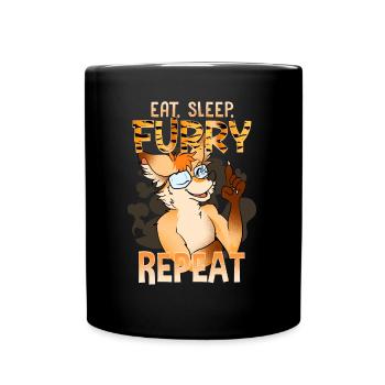 Eat Sleep Furry Repeat I Furries Fandom Cosplay - Tasse einfarbig - Schwarz - Vorne