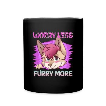 Worry less Furry more I Fursona Cosplay Fandom - Tasse einfarbig - Schwarz - Vorne