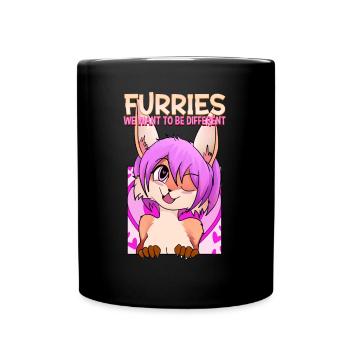 Furries we want to be different I Furries Fandom - Full Colour Mug - black - Front