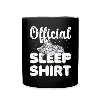 Weißer Tiger Offizielles Schlafshirt Faul Relax - Tasse einfarbig - Schwarz - Vorne