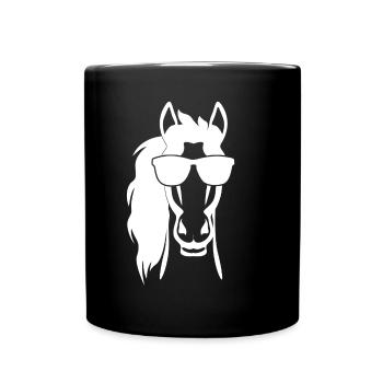 Horse with Sunglasses Riding Horses - Full Colour Mug - black - Front