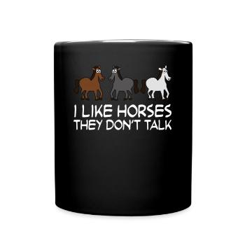 Funny Horses Horse Riding - Full Colour Mug - black - Front