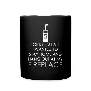 Firewood Fireplace Stove Oven - Full Colour Mug - black - Front