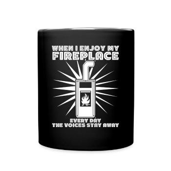 Fireplace Firewood Oven Stove - Full Colour Mug - black - Front