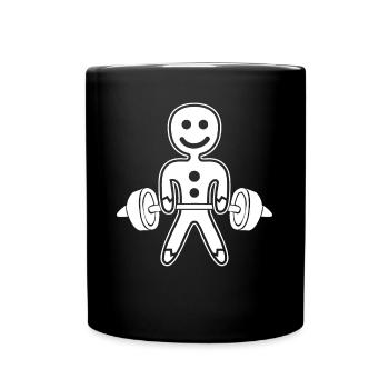 Gym Gingerbread Man Bodybuilding - Tasse einfarbig - Schwarz - Vorne