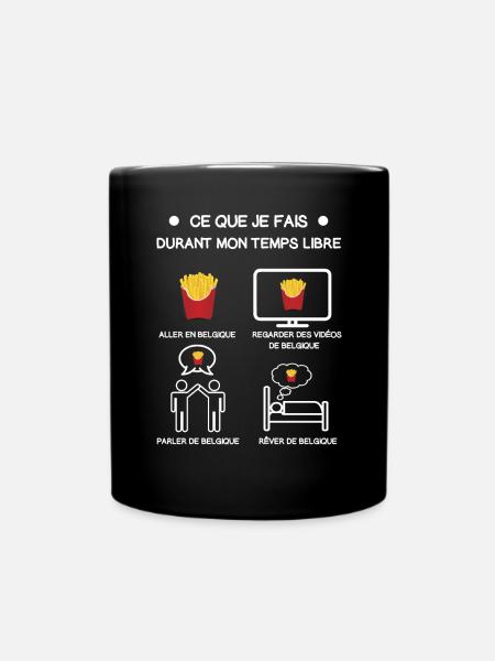 Geschenk Belgien Pommes Frites kostenlose Zeitreise - Tasse einfarbig - Schwarz