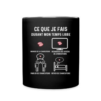 charcuterie temps libre cadeau - Mug uni - noir - Devant
