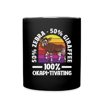 Funny zookeeper okapi lover - Full Colour Mug - black - Front
