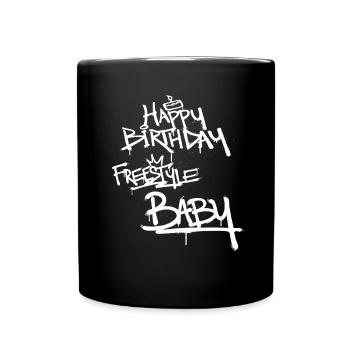 Happy Birthday Freestyle Baby Graffiti Font - Full Colour Mug - black - Front