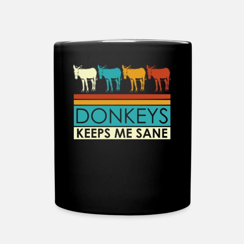 Donkey Retro Donkeys - Full Colour Mug - black