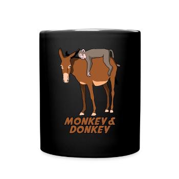 Monkey and Donkey - Full Colour Mug - black - Front