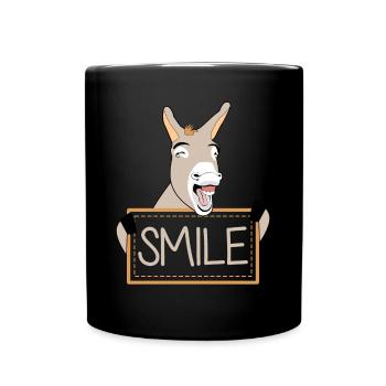 Donkeys funny smiling Donkey - Tasse einfarbig - Schwarz - Vorne