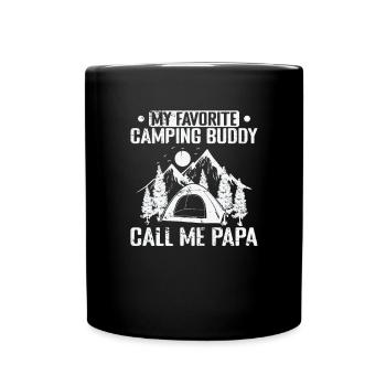My favorite Campingbuddy call me Papa Urlaub - Tasse einfarbig - Schwarz - Vorne