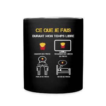 cadeaux temps libre frites - Mug uni - noir - Devant
