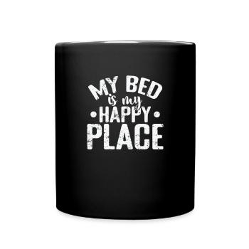 Mon lit est mon endroit heureux Rêve Sommeil fatigué - Mug uni - noir - Devant