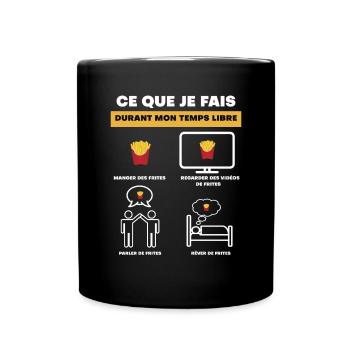 cadeau frites temps libre - Mug uni - noir - Devant