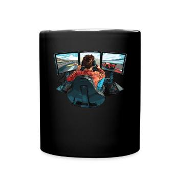 „zeit Für Sim Racing“ Sim Racer - Tasse einfarbig - Schwarz - Vorne