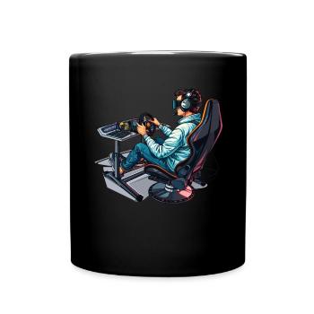 "Time For Sim Racing" Sim Racer - Full Colour Mug - black - Front