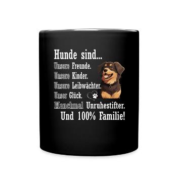 "Dogs are 100% family" Hovawart - Full Colour Mug - black - Front