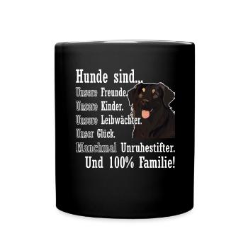 "Dogs are 100% family" Hovawart - Full Colour Mug - black - Front