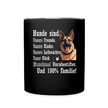 "Dogs are 100% family" German Shepherd - Full Colour Mug - black - Front