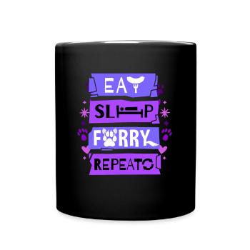 Eat Sleep Furry Repeat I Furries Fandom Cosplay - Tasse einfarbig - Schwarz - Vorne