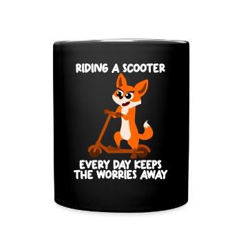 Kick Scooter Rider and a Fox - Full Colour Mug - black - Front