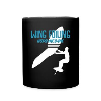 Wing Foiling Wing Surfing Winging - Full Colour Mug - black - Front