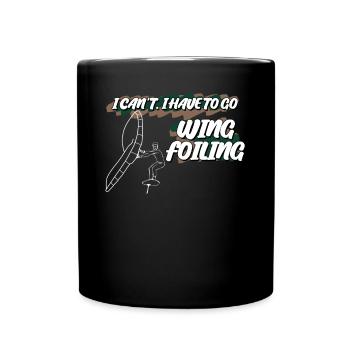 Wing Foiling Winging Wingsurfing - Full Colour Mug - black - Front