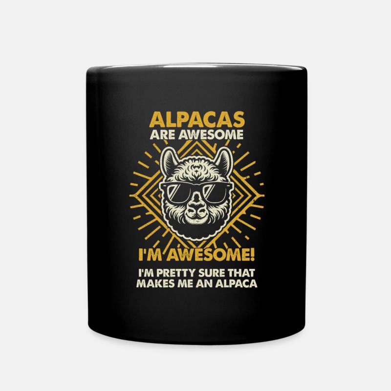 Alpakas Sind Großartig - Mama Dad - Tasse einfarbig - Schwarz
