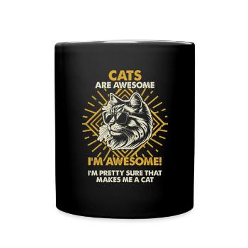 Cats Are Great - Mama Dad - Full Colour Mug - black - Front