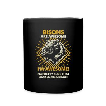 Bison Are Great - Mama Dad - Full Colour Mug - black - Front