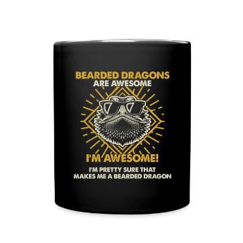 Bärtige Drachen Sind Großartig - Mama Dad - Tasse einfarbig - Schwarz - Vorne
