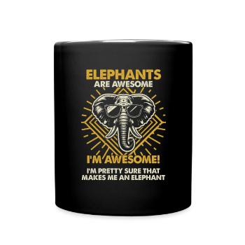 Elefanten Sind Großartig - Mama Dad - Tasse einfarbig - Schwarz - Vorne