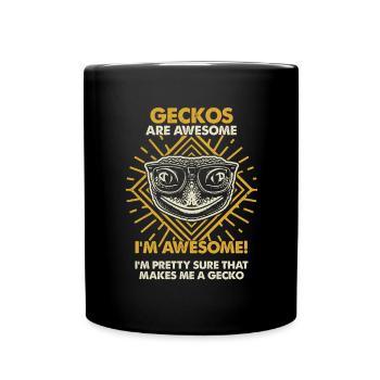 Geckos Sind Großartig - Mama Dad - Tasse einfarbig - Schwarz - Vorne