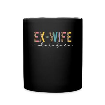 Ex Wife Half Cheetah Retro Separated Wife Funny - Full Colour Mug - black - Front